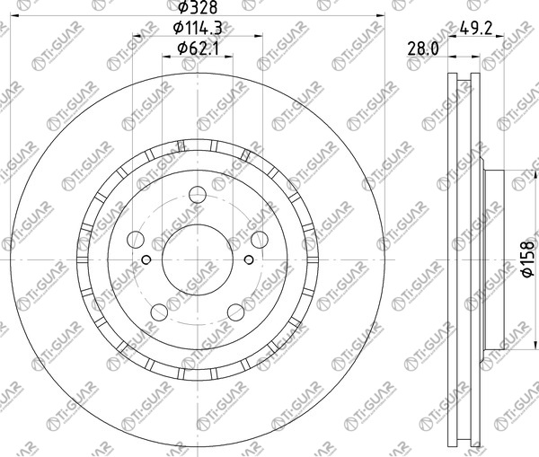 Диск тормозной TG-43512-0E030/RN1443V правый *Ti•GUAR (перфорированный)